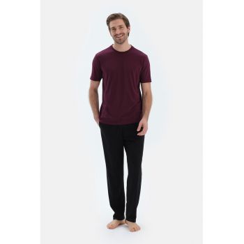 Pijama din amestec de bumbac cu model uni