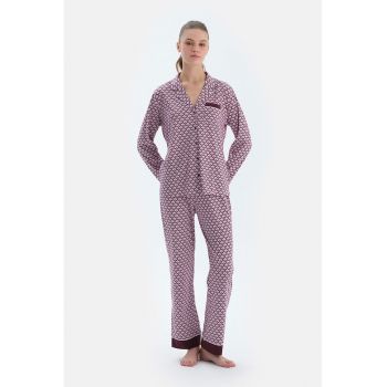 Pijama din amestec de modal cu imprimeu