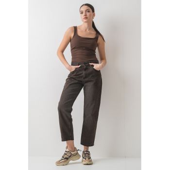 Top din amestec de bumbac organic cu decolteu patrat