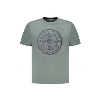 Tricou barbati - cu imprimeu cu logo - Regular fit -  Verde inchis