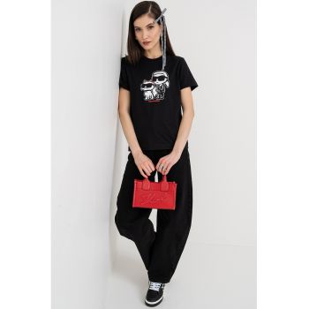 Tricou cu decolteu la baza gatului si imprimeu