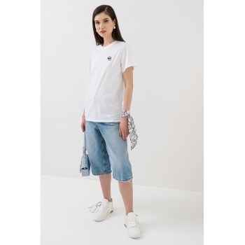 Tricou de bumbac cu decolteu la baza gatului