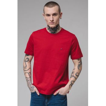 Tricou de bumbac cu decolteu la baza gatului