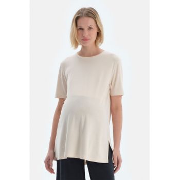 Tricou din amestec de modal cu slituri laterale