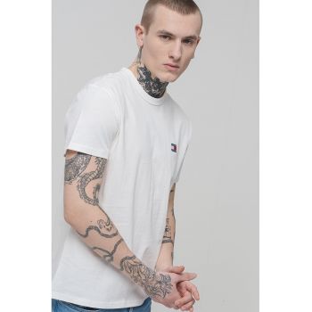Tricou din bumbac cu decolteu la baza gatului