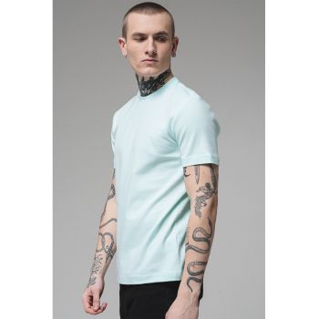 Tricou din bumbac cu decolteu la baza gatului
