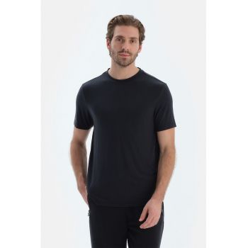 Tricou uni regular fit din amestec de modal