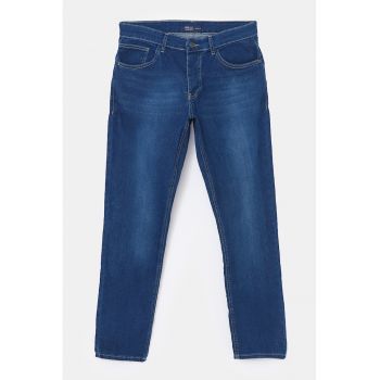 Blugi regular fit cu aspect decolorat