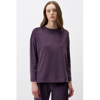 Bluza de trening cu model uni si maneci cazute