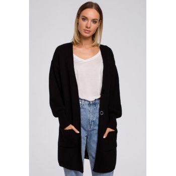 Cardigan cu buzunare aplicate -  Negru -