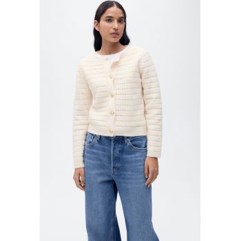 Cardigan cu decolteu la baza gatului si model pointelle