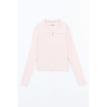 Cardigan striat cu fermoar