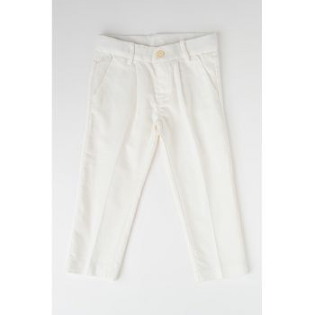 Pantaloni de trening regular fit din amestec de in