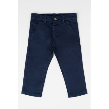 Pantaloni din amestec de bumbac cu talie ajustabila