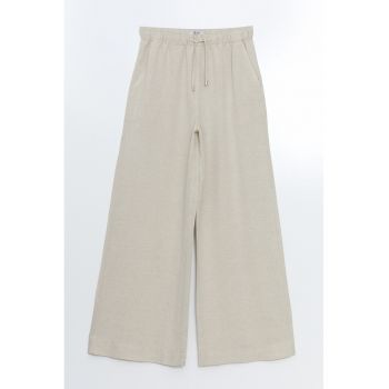 Pantaloni din amestec de in cu croiala ampla