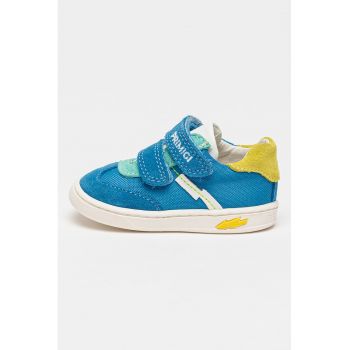 Pantofi sport de piele intoarsa si material textil