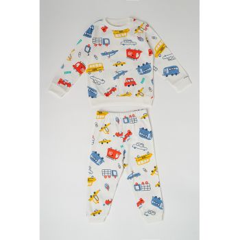 Pijama din bumbac cu model grafic