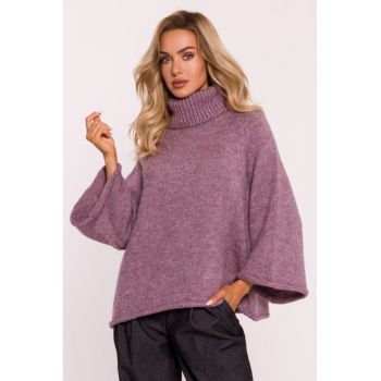 Pulover cu guler inalt si maneci largi -