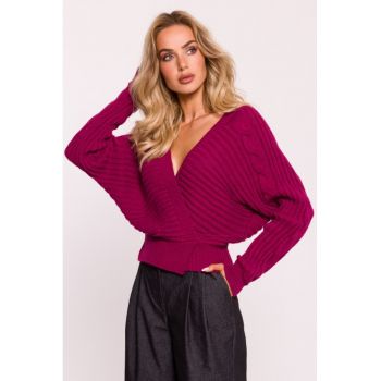 Pulover scurt cu decolteu petrecut -