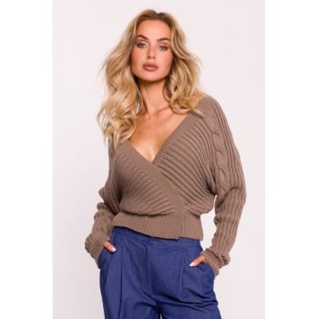 Pulover scurt cu decolteu petrecut -