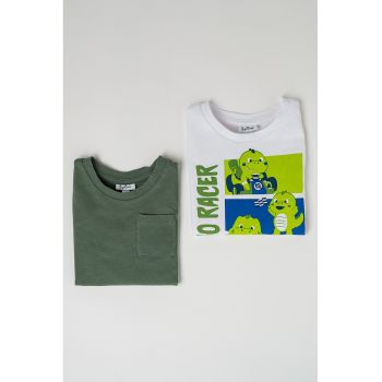 Set de bluze din bumbac cu imprimeu grafic - 2 Piese