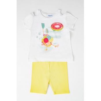 Set de tricou cu imprimeu si colanti - 2 piese