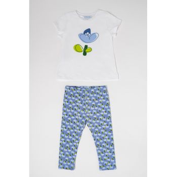 Set de tricou cu imprimeu si colanti - 2 piese