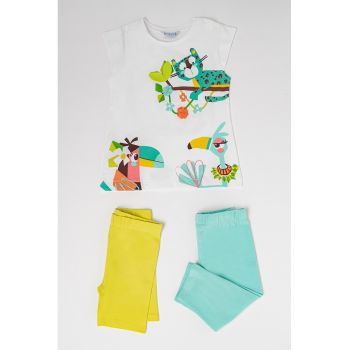 Set de tricou cu imprimeu si colanti - 3 piese
