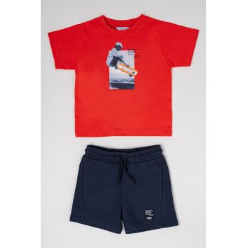 Set de tricou cu imprimeu si pantaloni scurti - 2 piese