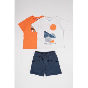 Set de tricou cu imprimeu si pantaloni scurti