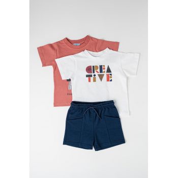 Set de tricou cu imprimeu si pantaloni scurti