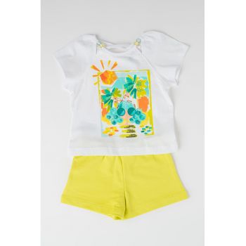 Set de tricou de bumbac si pantaloni scurti - 2 piese
