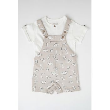 Set de tricou si salopeta cu imprimeu