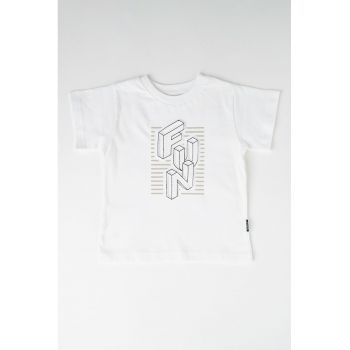 Tricou cu decolteu la baza gatului si imprimeu