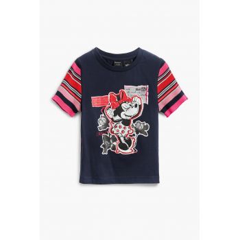 Tricou cu maneci contrastante si Minnie Mouse