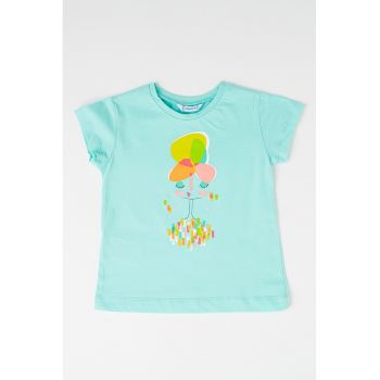 Tricou de bumbac cu decolteu la baza gatului