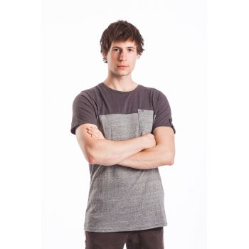 tricou regular fit - cu design in doua tonuri - gri