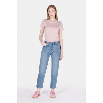 Blugi mom fit cu talie inalta