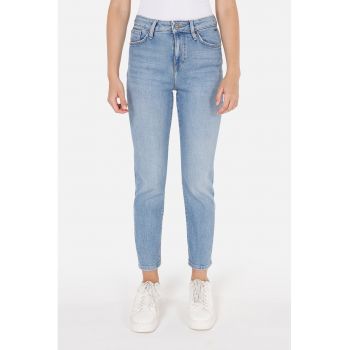Blugi slim fit cu talie inalta