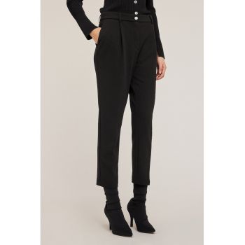 Pantaloni crop cu talie inalta
