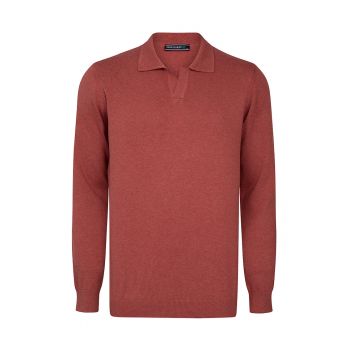 Pulover polo de bumbac cu model uni