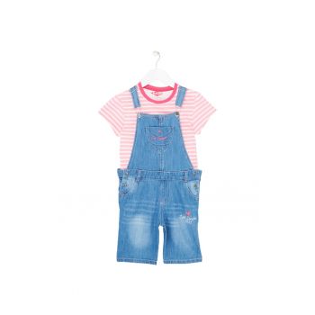 Set salopeta jeans si tricou fete - 6504