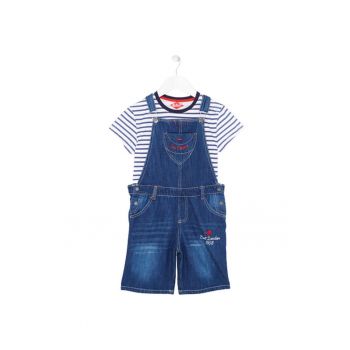 Set salopeta jeans si tricou fete - 6504
