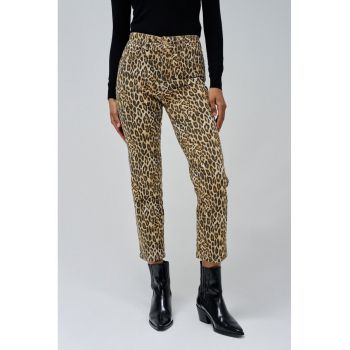 Blugi crop slim fit cu animal print Faith