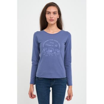Bluza cu imprimeu si decolteu rotund