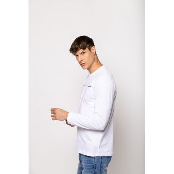 Bluza de bumbac cu decolteu la baza gatului