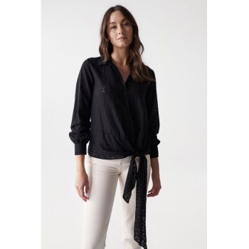 Bluza din amestec de lana cu decolteu in V