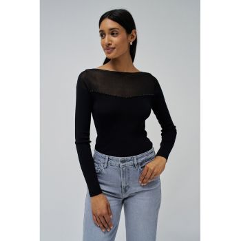 Bluza slim fit cu decolteu barcuta