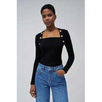 Bluza slim fit cu decolteu patrat