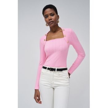 Bluza slim fit cu decolteu patrat